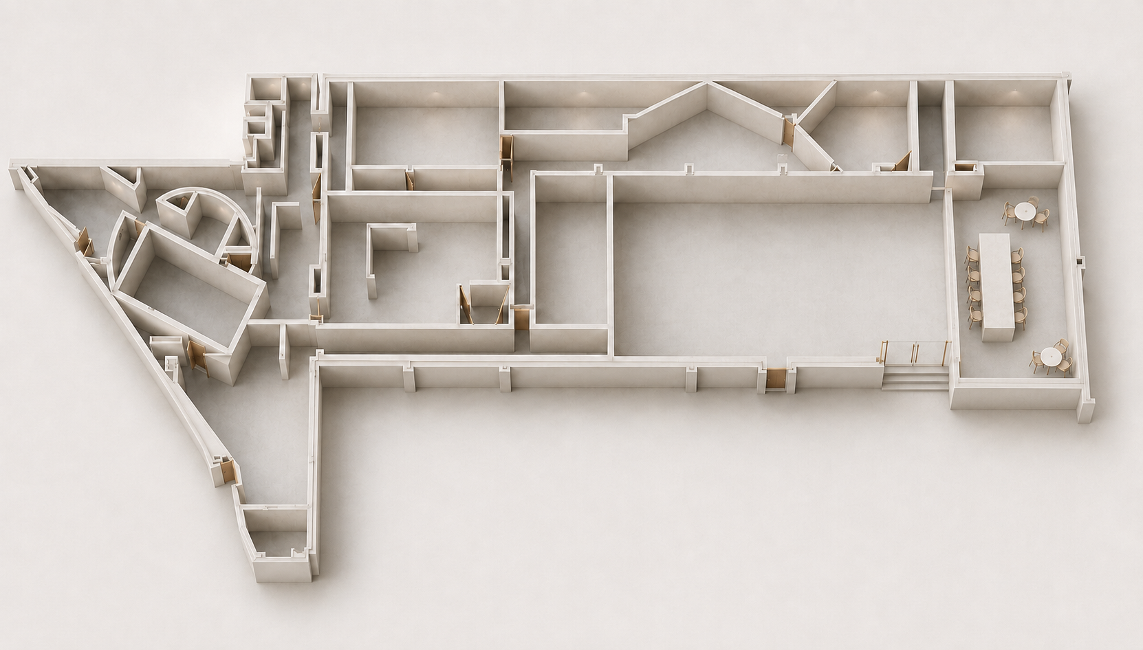 Neutral architectural model of the supplied venue.